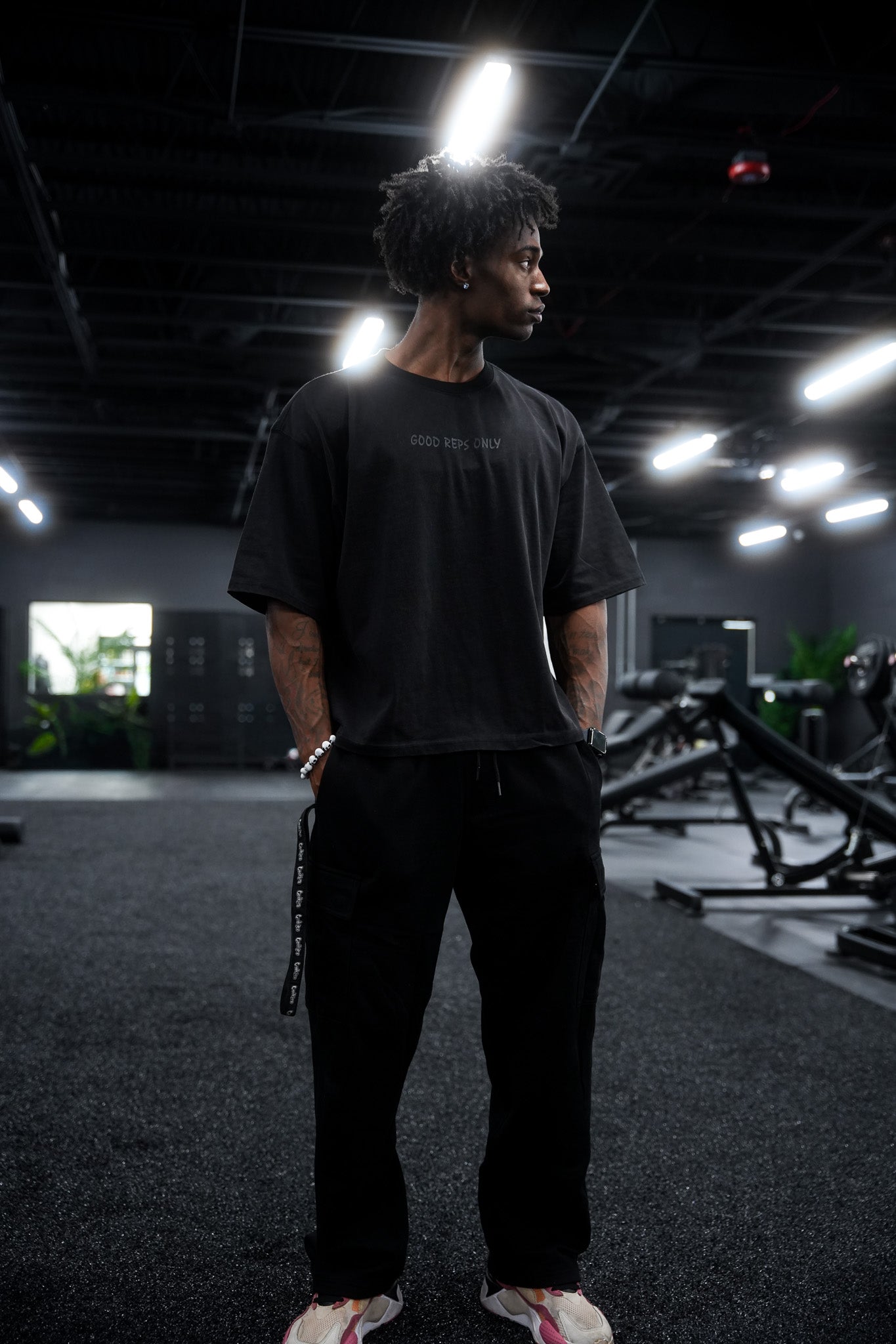 Box Cut Tee in Acid Wash Black