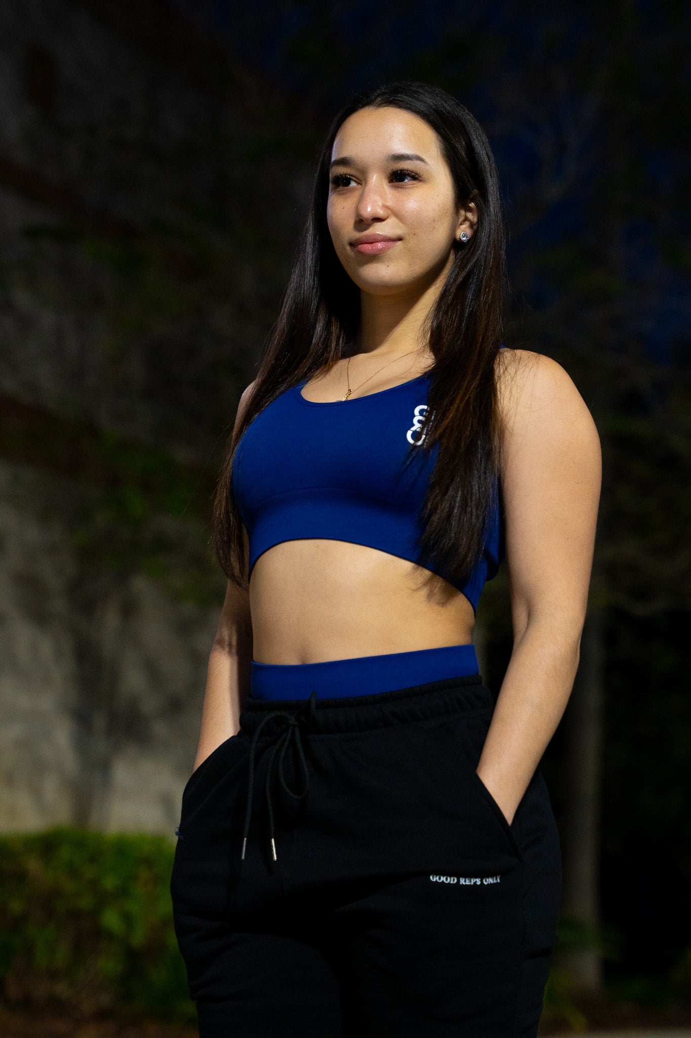 Open Back Sports Bra in Blue