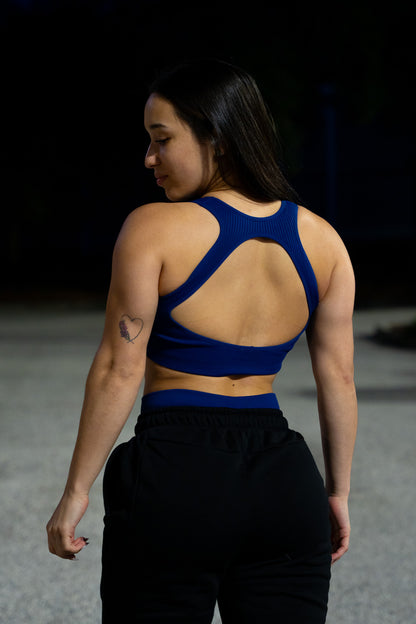 Open Back Sports Bra in Blue