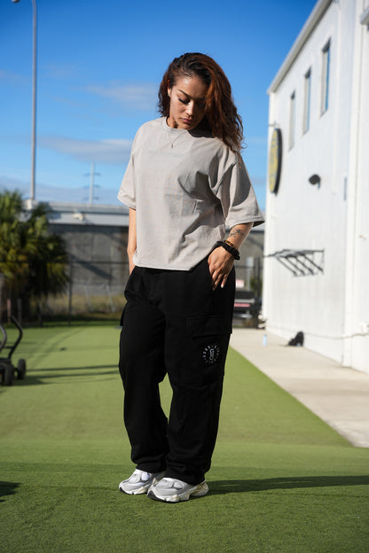 Box Cut Tee in Acid Wash Gray