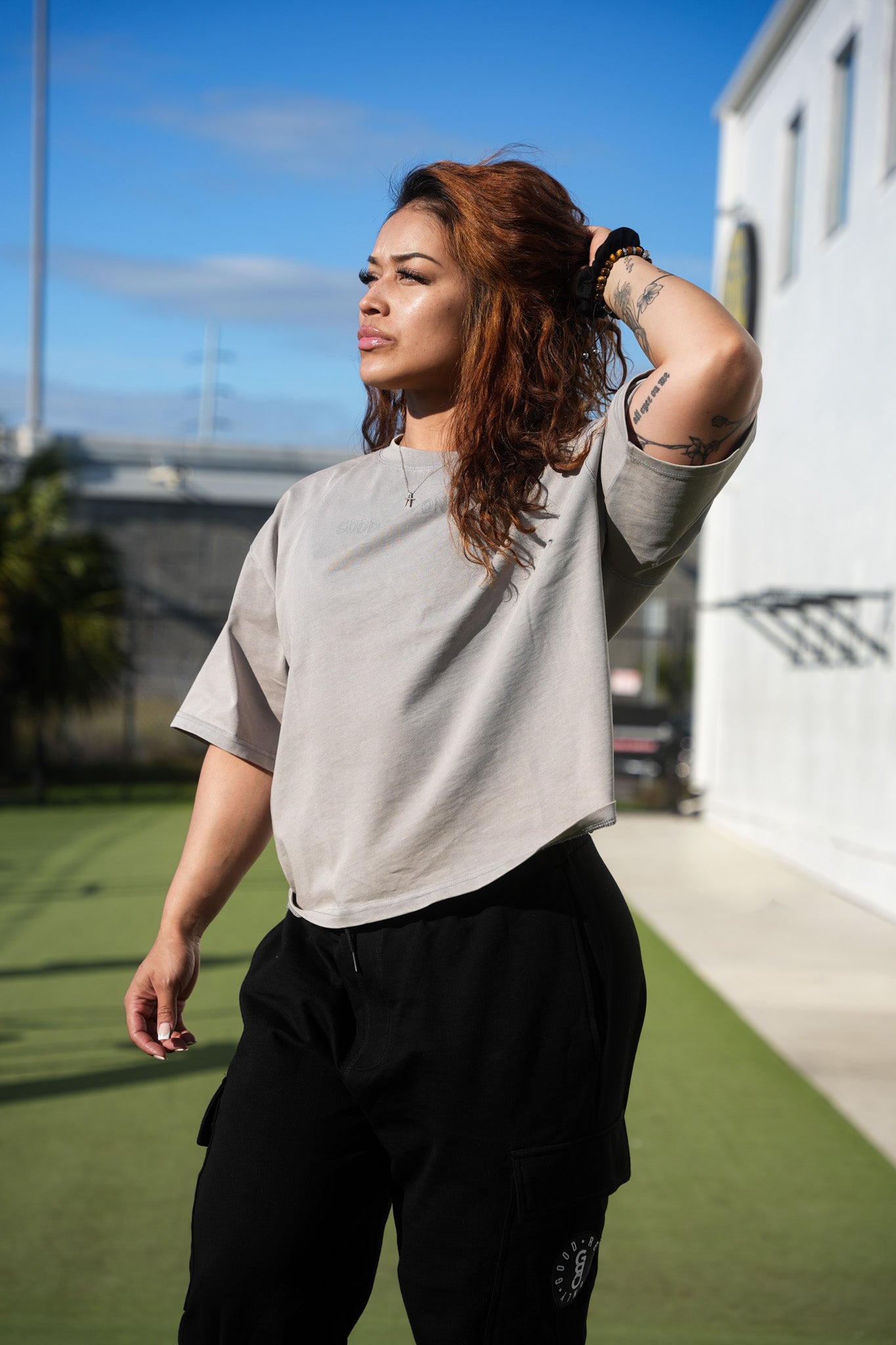 Box Cut Tee in Acid Wash Gray